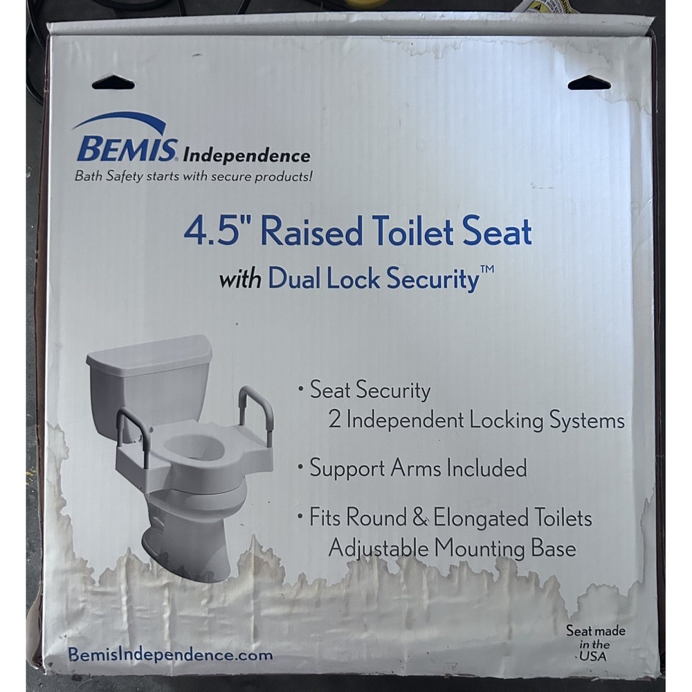 Bemis Rise 4.5" Raised Toilet Seat with Handles, Toilet Seat Riser for Seniors